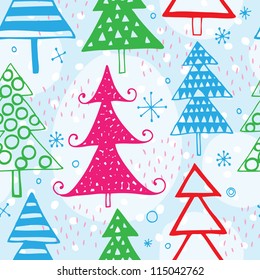 Vector christmas seamless pattern with christmas trees