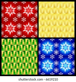Vector christmas seamless patterns (Four color variants)