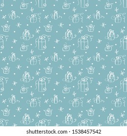 Vector Christmas Seamless texture with gift boxes. Can be used for wallpaper, pattern fills, textile, web page background, surface textures. illustration