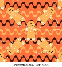 Vector Christmas seamless texture - Gingerbread cookies