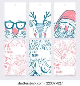 Vector Christmas set of hand drawn labels