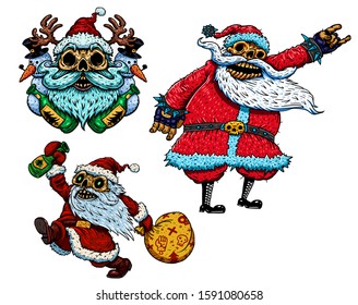 Vector Christmas set with Santa Claus.