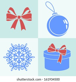 vector christmas set silhouettes