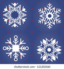 vector christmas shine snowflake with red stars