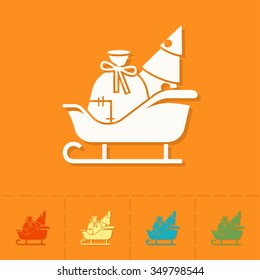 Vector Christmas Sleigh. Colorful. Single Flat Icon