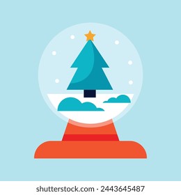 vector christmas snowball globe on blue background.