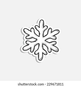 Vector Christmas snowflake icon  in doddle style with shadow over white