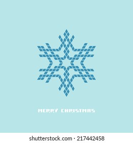 Vector Christmas snowflake icon. Original simple design element. Abstract decorative blue illustration in geometric style for print, web
