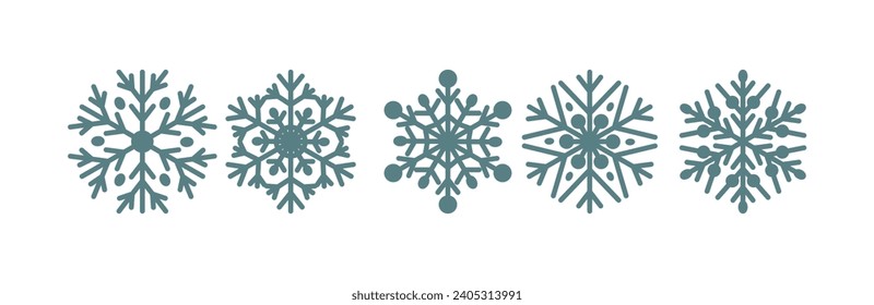 Vector Christmas Snowflake Illustration Set