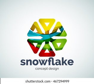 Vector Christmas snowflake logo template, abstract business icon