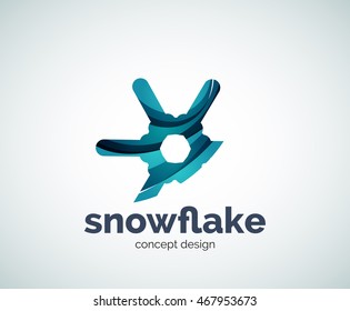 Vector Christmas snowflake logo template, abstract business icon