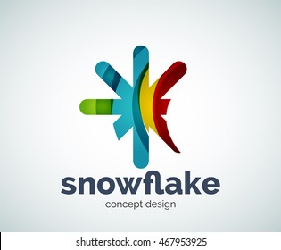 Vector Christmas snowflake logo template, abstract business icon