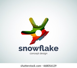 Vector Christmas snowflake logo template, abstract business icon