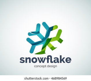 Vector Christmas snowflake logo template, abstract business icon
