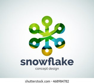 Vector Christmas snowflake logo template, abstract business icon