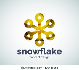 Plantilla del logotipo del copo de nieve navideño vectorial, icono comercial abstracto
