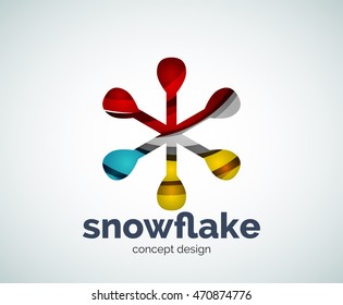 Vector Christmas snowflake logo template, abstract business icon
