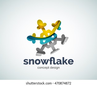 Vector Christmas snowflake logo template, abstract business icon