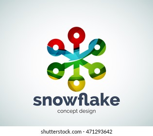 Vector Christmas snowflake logo template, abstract business icon