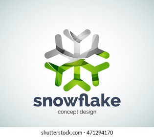 Vector Christmas snowflake logo template, abstract business icon