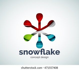 Plantilla del logotipo del copo de nieve navideño vectorial, icono comercial abstracto