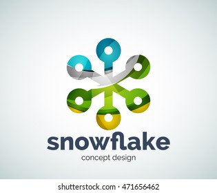Vector Christmas snowflake logo template, abstract business icon