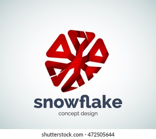 Plantilla del logotipo del copo de nieve navideño vectorial, icono comercial abstracto