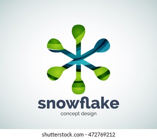 Vector Christmas snowflake logo template, abstract business icon