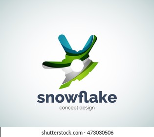 Vector Christmas snowflake logo template, abstract business icon
