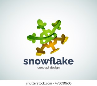 Vector Christmas snowflake logo template, abstract business icon