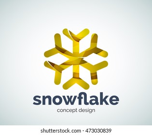 Vector Christmas snowflake logo template, abstract business icon