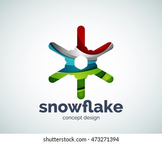 Vector Christmas snowflake logo template, abstract business icon