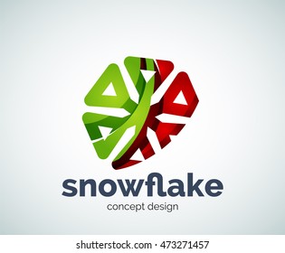 Vector Christmas snowflake logo template, abstract business icon