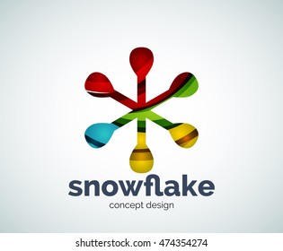 Vector Christmas snowflake logo template, abstract business icon