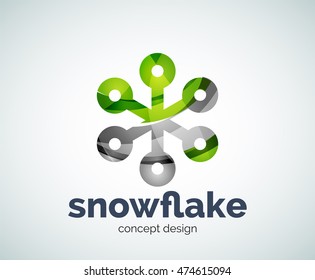 Vector Christmas snowflake logo template, abstract business icon
