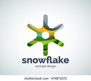 Vector Christmas snowflake logo template, abstract business icon