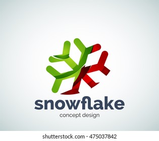 Vector Christmas snowflake logo template, abstract business icon