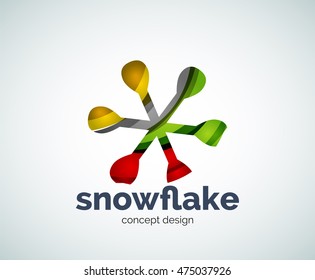 Vector Christmas snowflake logo template, abstract business icon