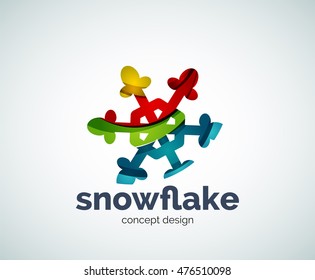 Vector Christmas snowflake logo template, abstract business icon