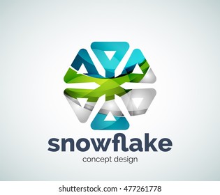 Vector Christmas snowflake logo template, abstract business icon