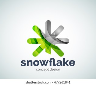 Vector Christmas snowflake logo template, abstract business icon