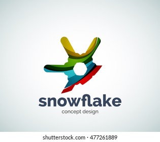 Vector Christmas snowflake logo template, abstract business icon