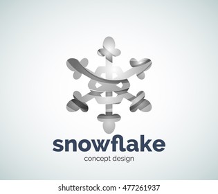 Vector Christmas snowflake logo template, abstract business icon