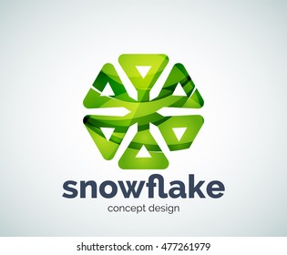 Vector Christmas snowflake logo template, abstract business icon