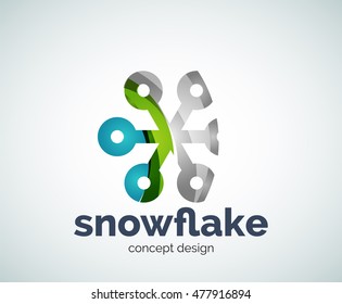 Vector Christmas snowflake logo template, abstract business icon