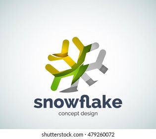 Vector Christmas snowflake logo template, abstract business icon