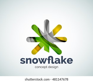 Vector Christmas snowflake logo template, abstract business icon