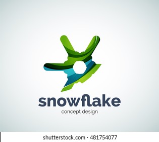 Vector Christmas snowflake logo template, abstract business icon