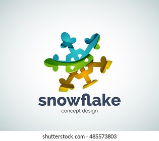 Vector Christmas snowflake logo template, abstract business icon