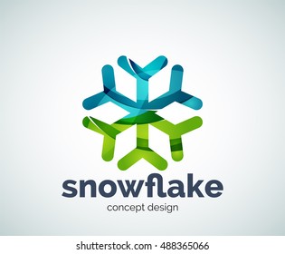 Vector Christmas snowflake logo template, abstract business icon